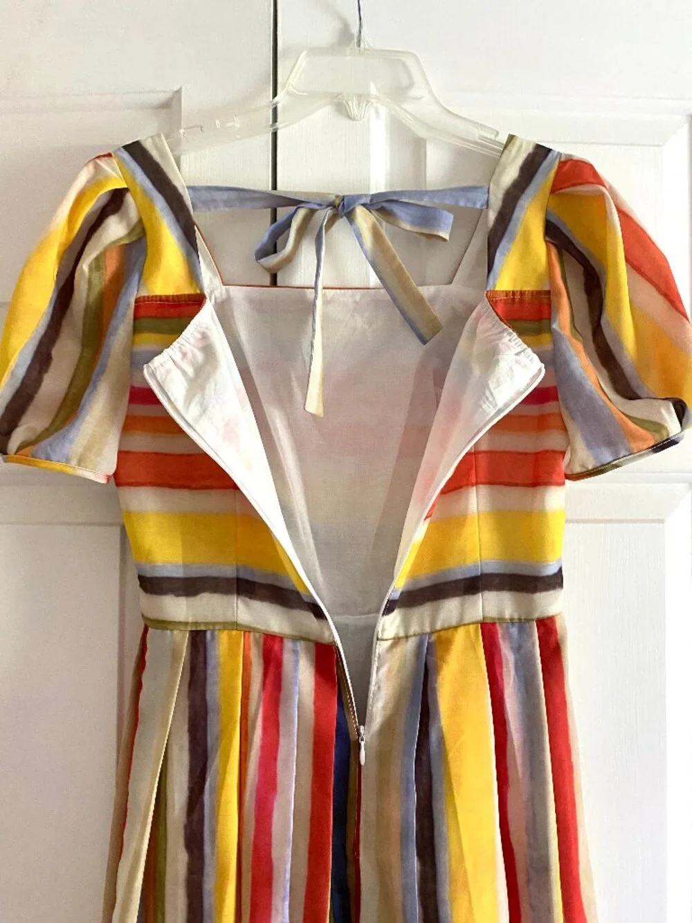 Rainbow Striped Cotton Midi Dress S